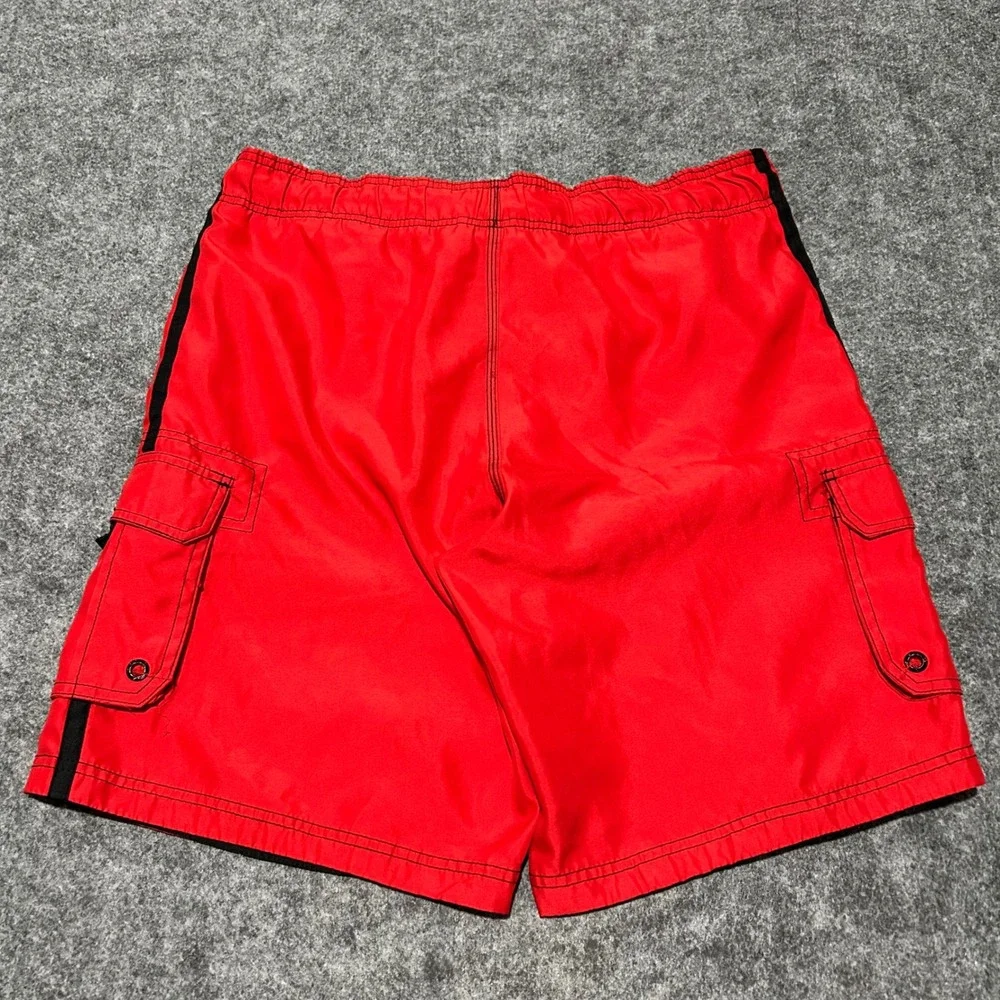 Ocean Pacific Red Cargo Board Shorts Y2K Skater Baggy Swim Trunks Mens Size M‎